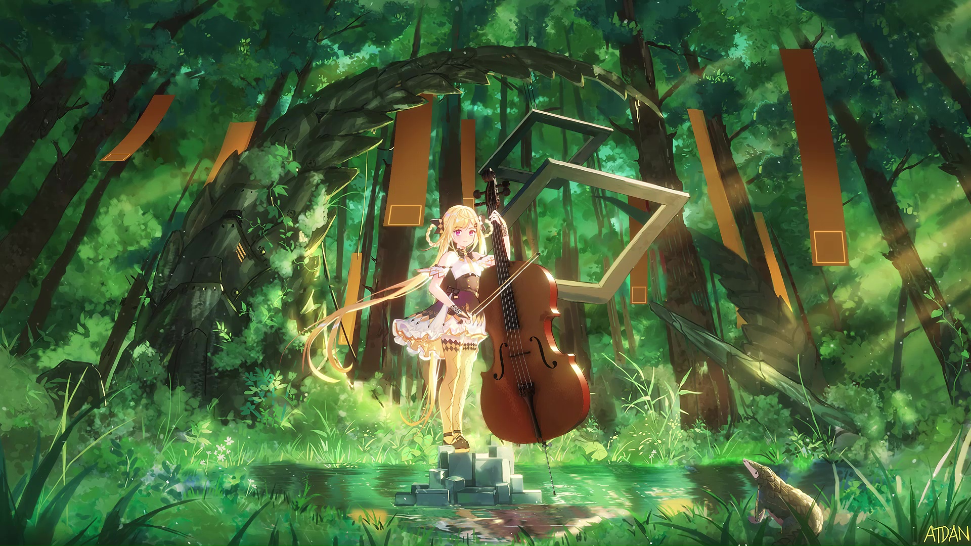 Anime Girl Playing Violin In The Forest Live Wallpaper Moewalls