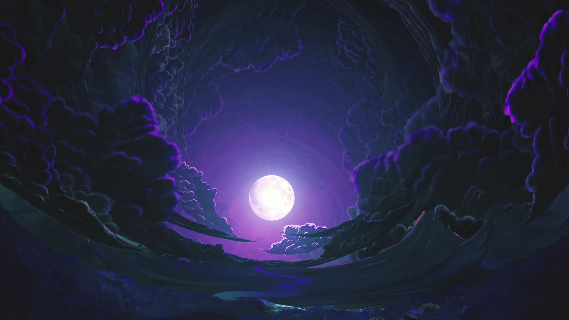 Night Sky Purple Moon Clouds Live Wallpaper MoeWalls