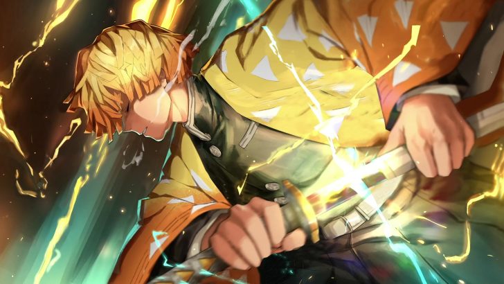 Demon Slayer Zenitsu Agatsuma With Yellow Hair With Background Of Green  Trees 4K 5K HD Anime Wallpapers  HD Wallpapers  ID 40418