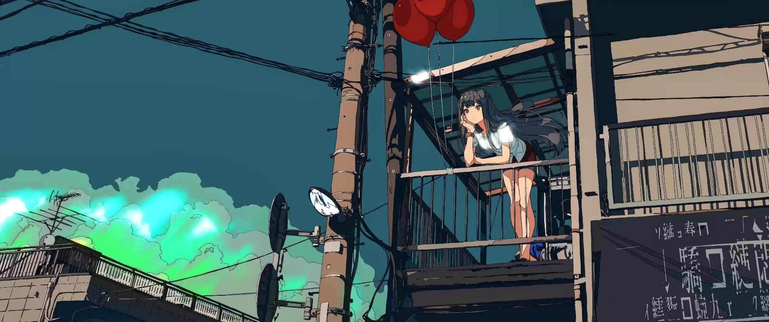 High school corridor balcony in the daytime, Anime background, 2D  illustration Stock Illustration | Adobe Stock