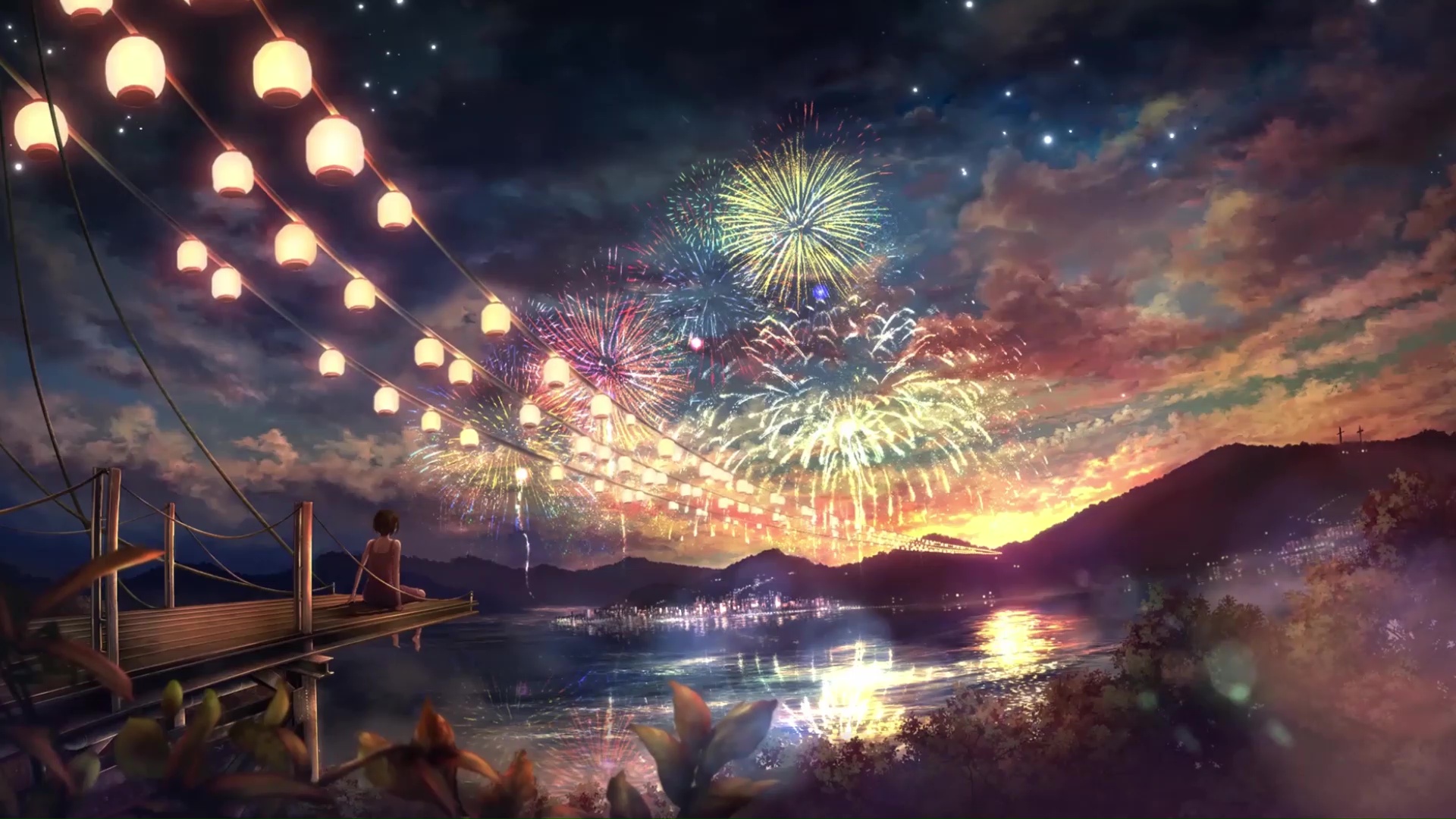 Night Fireworks Live Wallpaper - MoeWalls