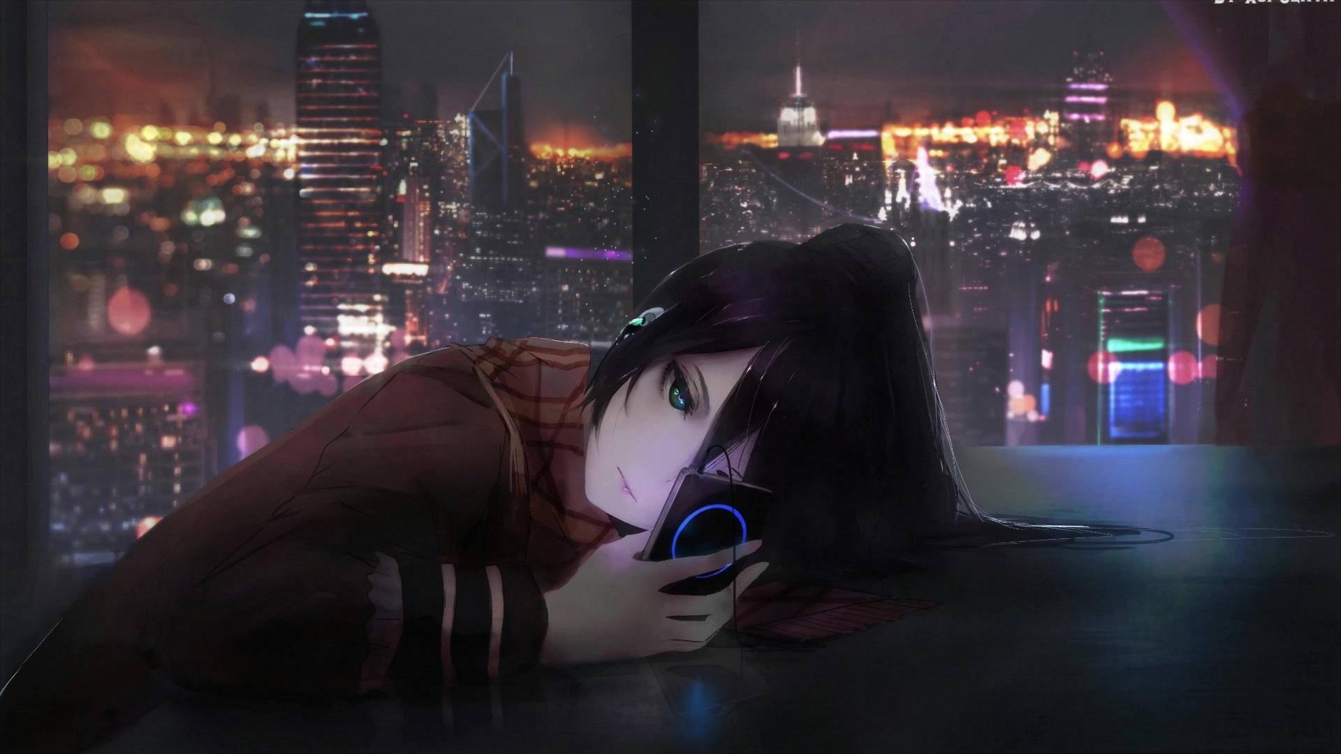 Anime girl listening to music HD wallpapers  Pxfuel
