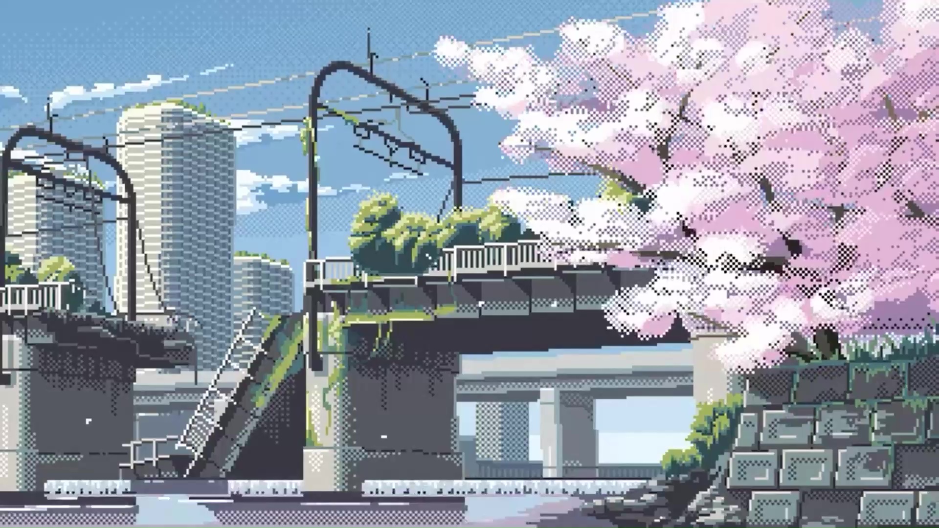 Япония пиксель арт Сакура