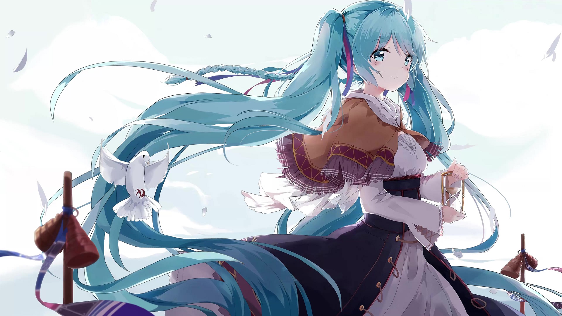 Hatsune Miku With Dove Live Wallpaper - MoeWalls