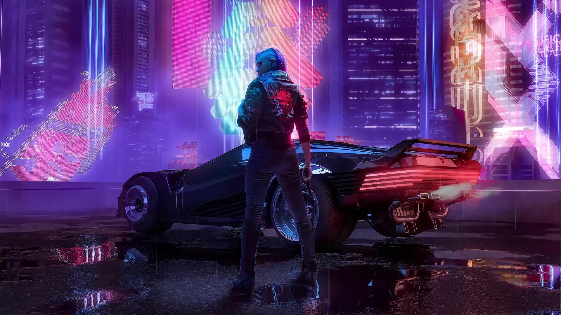 Cyberpunk Girl And Cyber Car Cyberpunk 2077 Live Wallpaper   MoeWalls