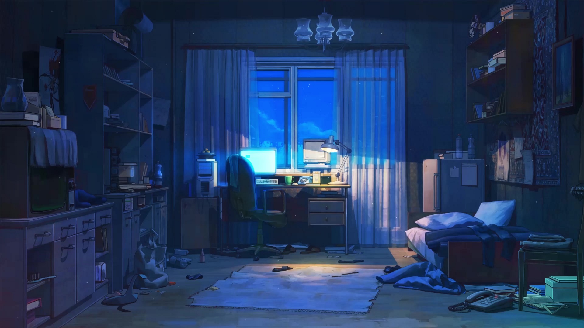 Messy Room By Night Live Wallpaper - MoeWalls