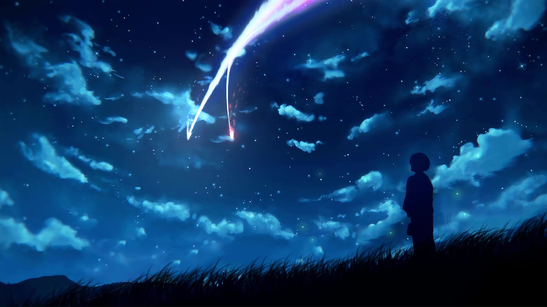 Mitsuha Looking At The Comet In The Sky Your Name Live Wallpaper Moewalls