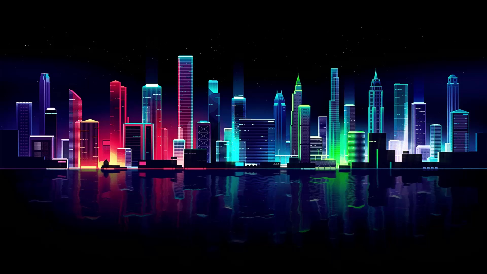Cyberpunk neon city night. Futuristic city scene in a style of pixel art.  80's wallpaper. Retro future 3D illustration. Urban scene. Stock  Illustration | Adobe Stock
