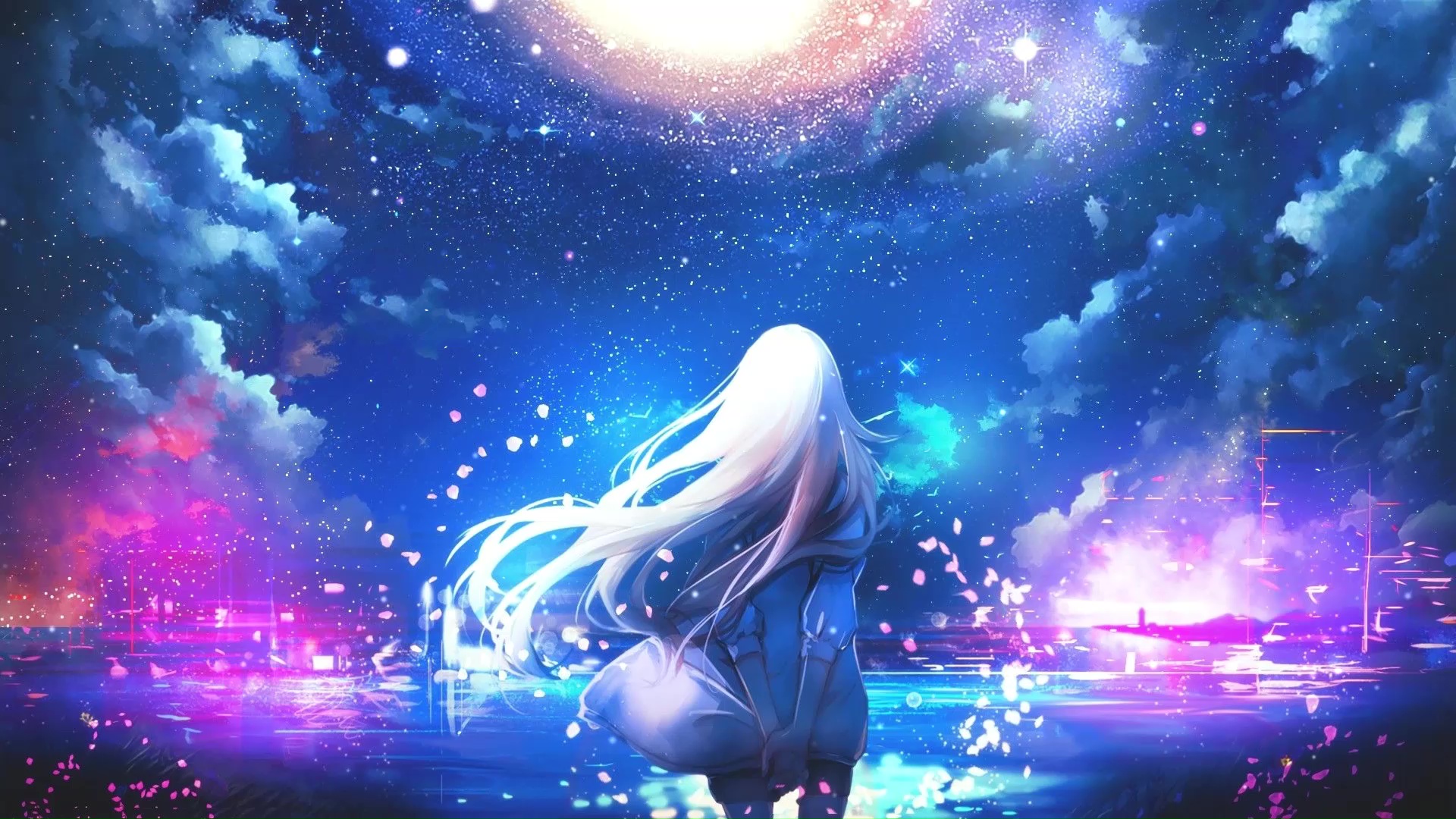 Anime girl night time HD wallpapers | Pxfuel