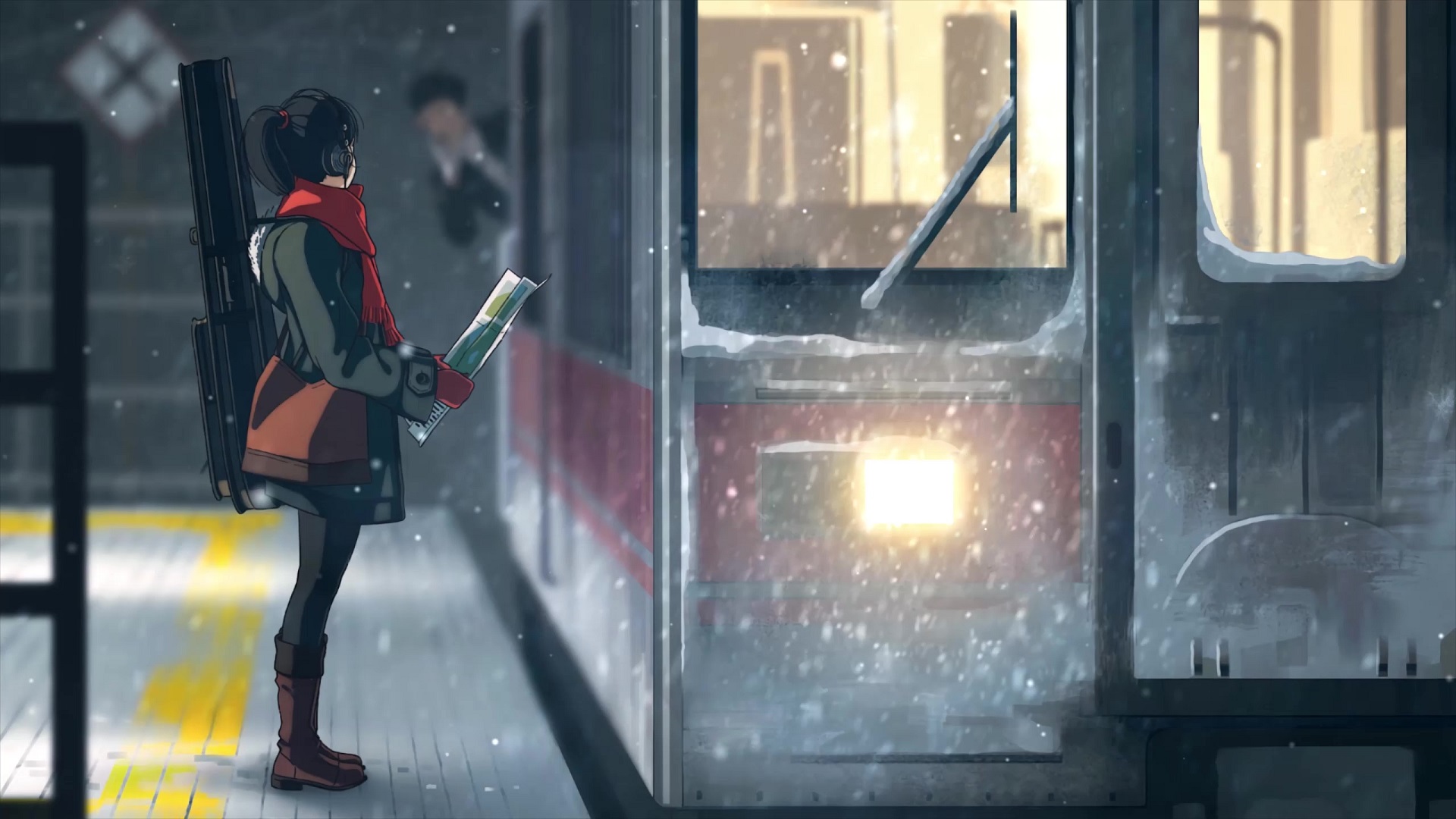 Anime Girl Waiting At The Train Station Live Wallpaper - MoeWalls