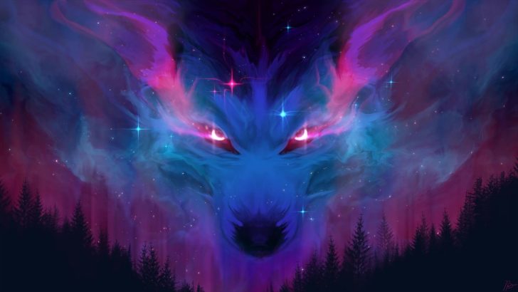 Download Galaxy Wolf In Lightning Skies Wallpaper  Wallpaperscom