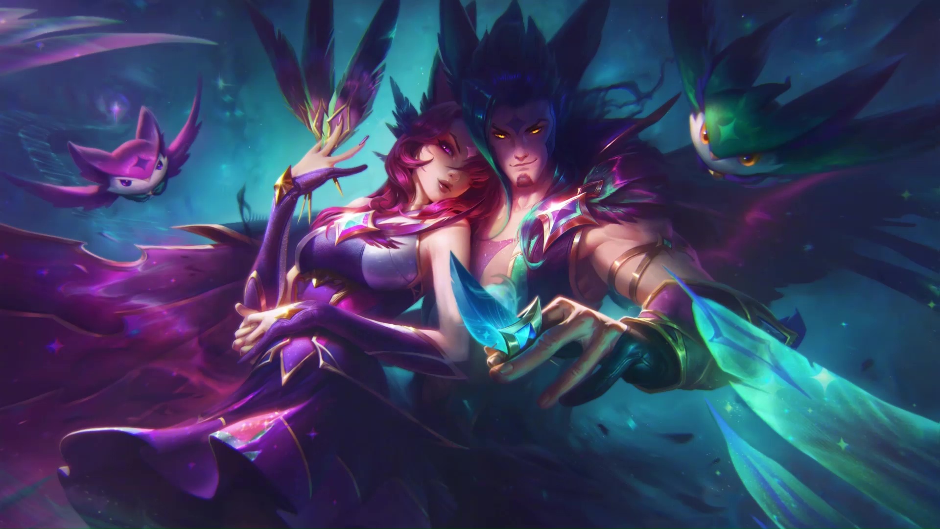 rakan-xayah-skin-spotlight-league-of-legends-live-wallpaper-moewalls