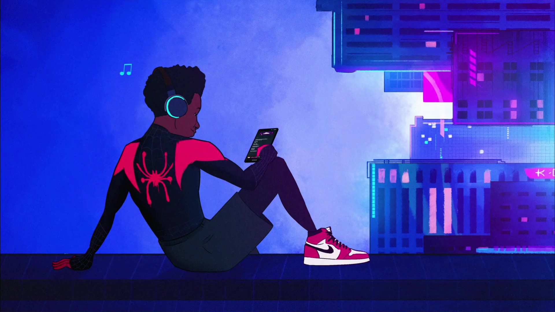 Miles Morales Hearing Music Spider-man: Into The Spider-verse Live Wallpaper  - MoeWalls