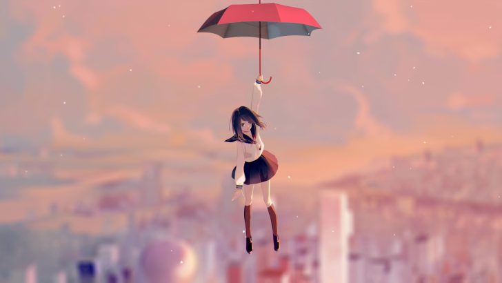 Mobile wallpaper: Anime, Girl, Flying, 967484 download the picture for free.
