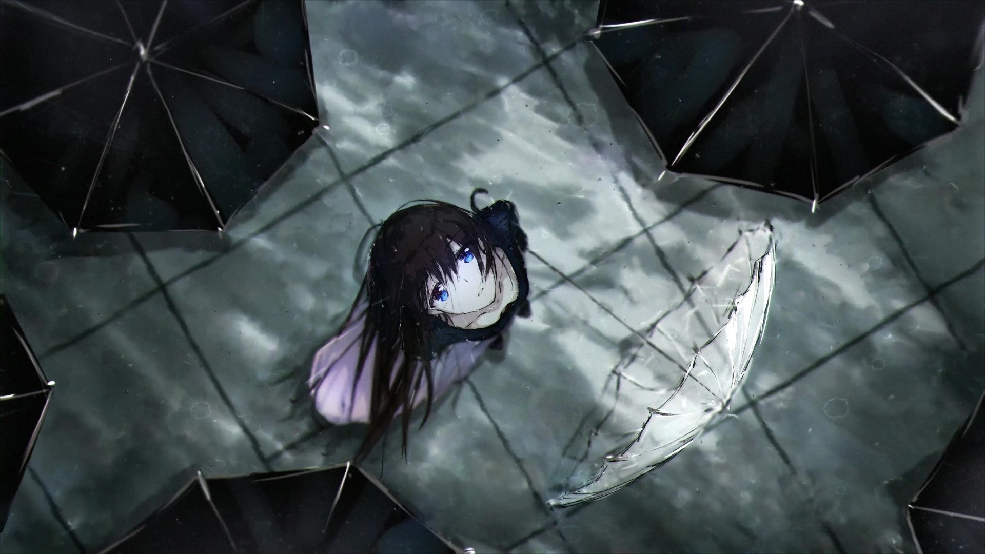 Anime Girl In The Rain Live Wallpaper - MoeWalls