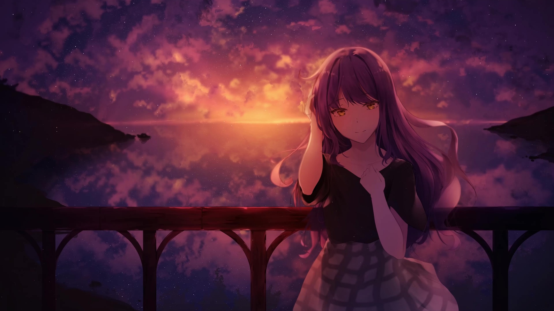 Anime Girl Sunset Live Wallpaper - MoeWalls
