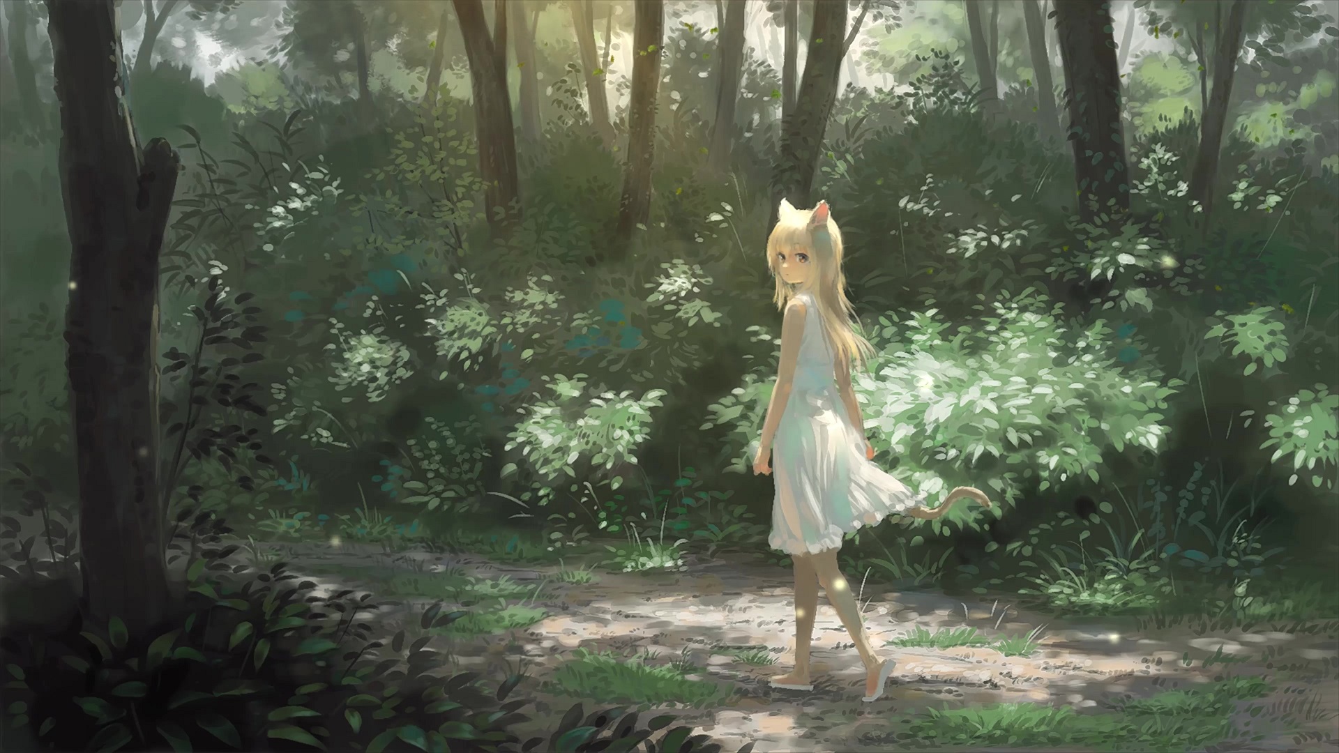 Loli Neko In A Forest Live Wallpaper - MoeWalls