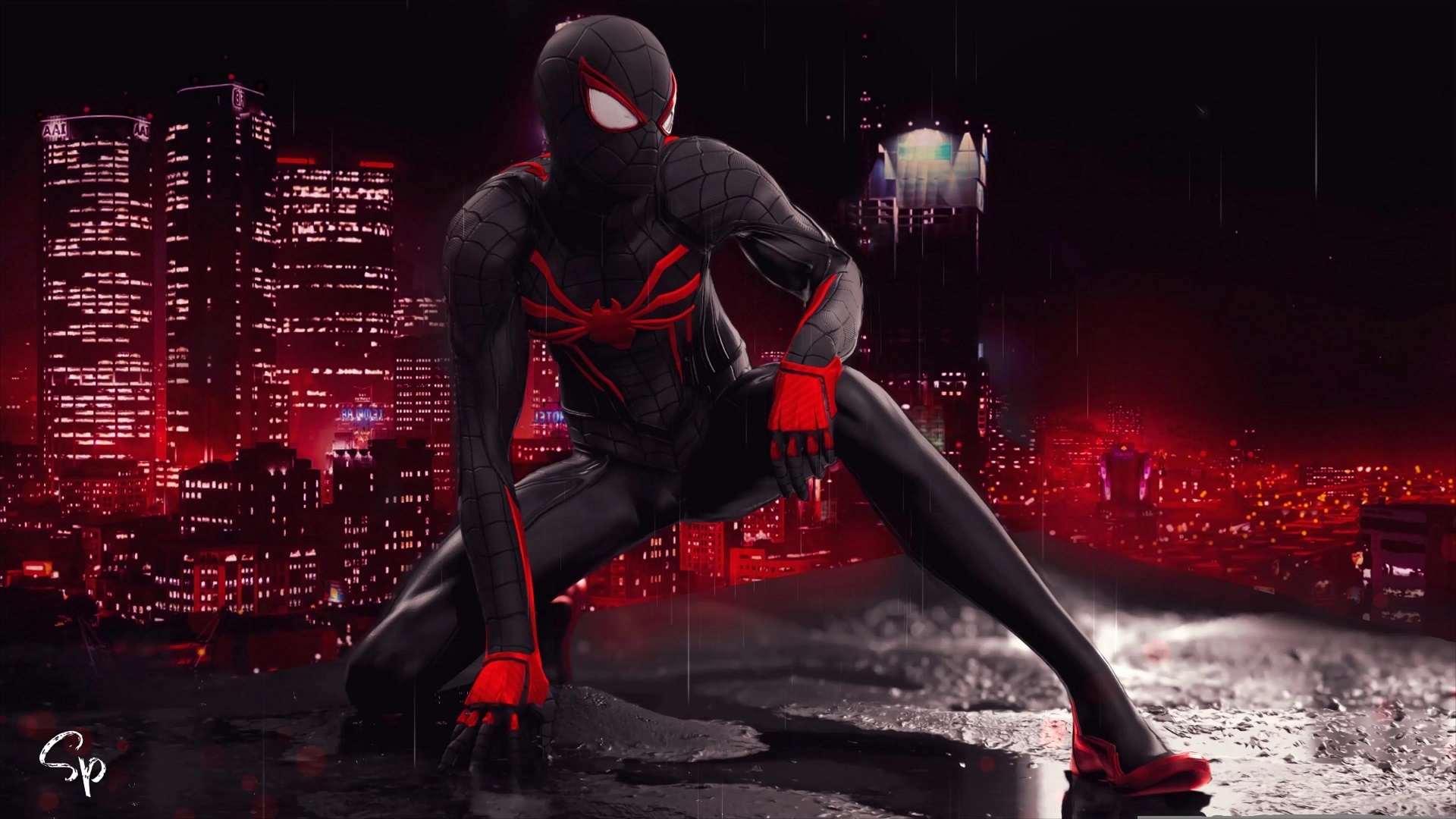 Miles Morales In The Rain Spider-man: Into The Spider-verse Live Wallpaper  - MoeWalls