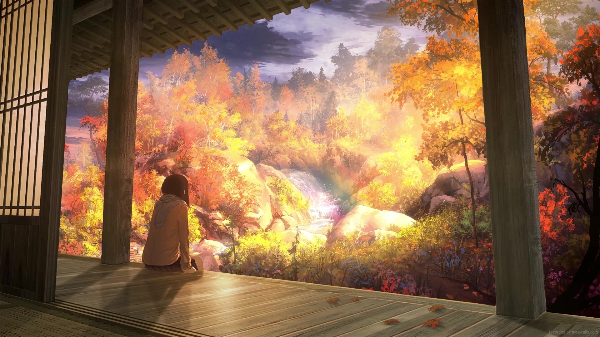 Wallpaper autumn leaves girl anime art guys swordsouls noragami  yato two hiyori yukine images for desktop section прочее  download