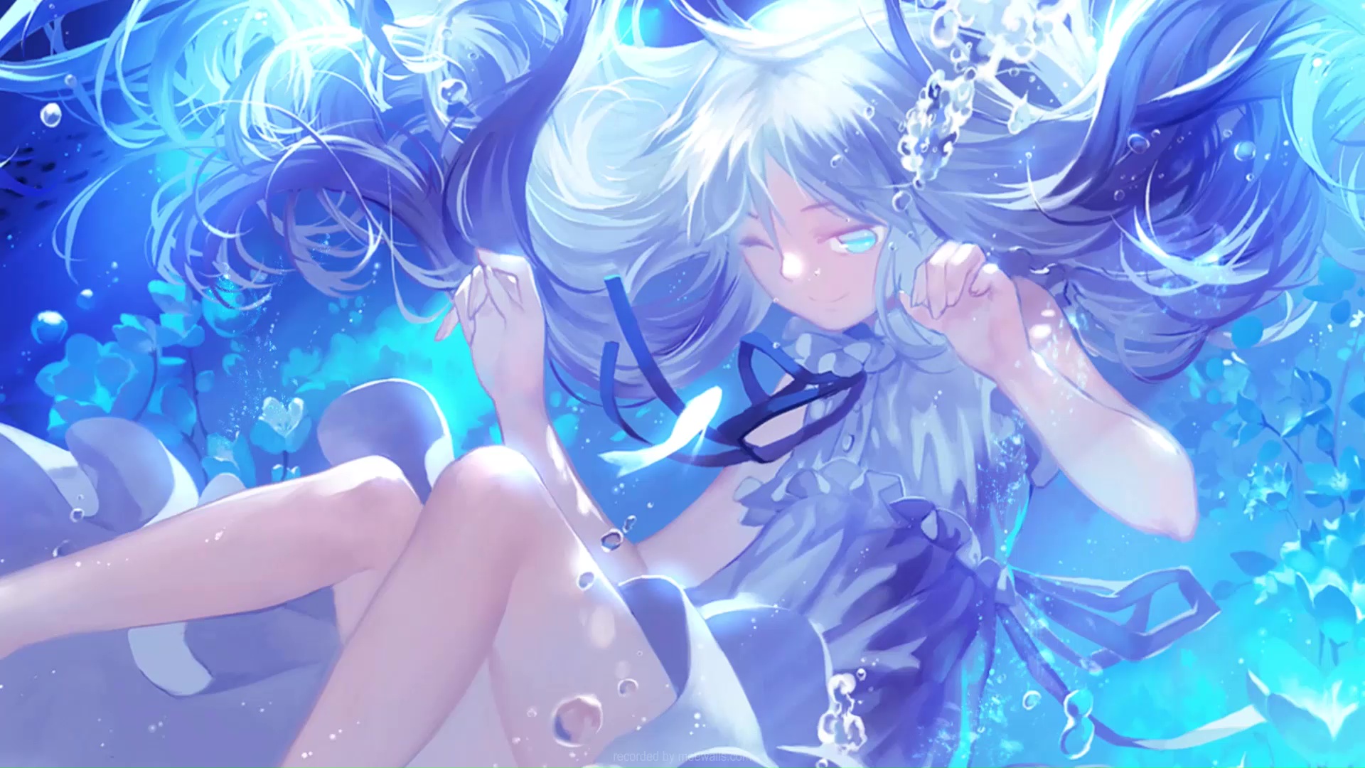 Wallpaper : anime girls, artwork, closed eyes, blue hair, in water,  underwater 1410x2047 - FGO2020 - 2124641 - HD Wallpapers - WallHere