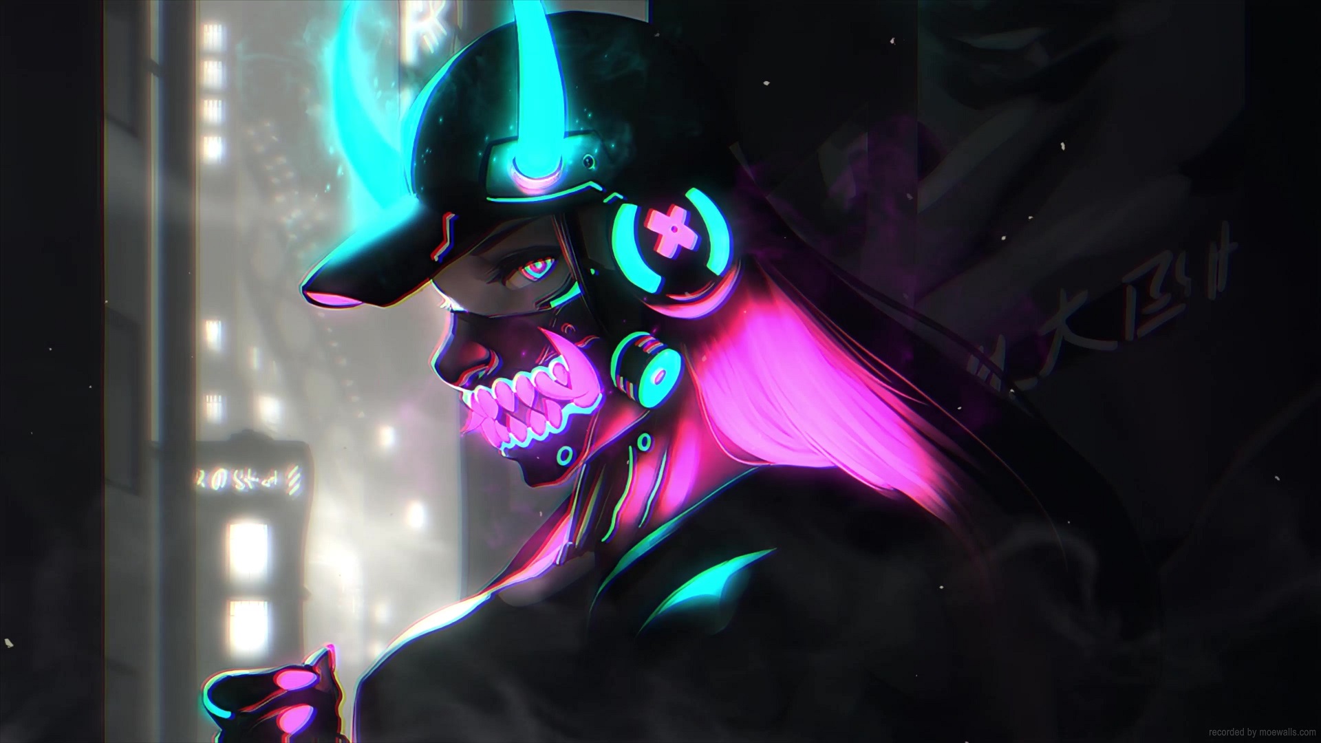 Cyberpunk Reptilian with Neon Eyes Live Wallpaper - download