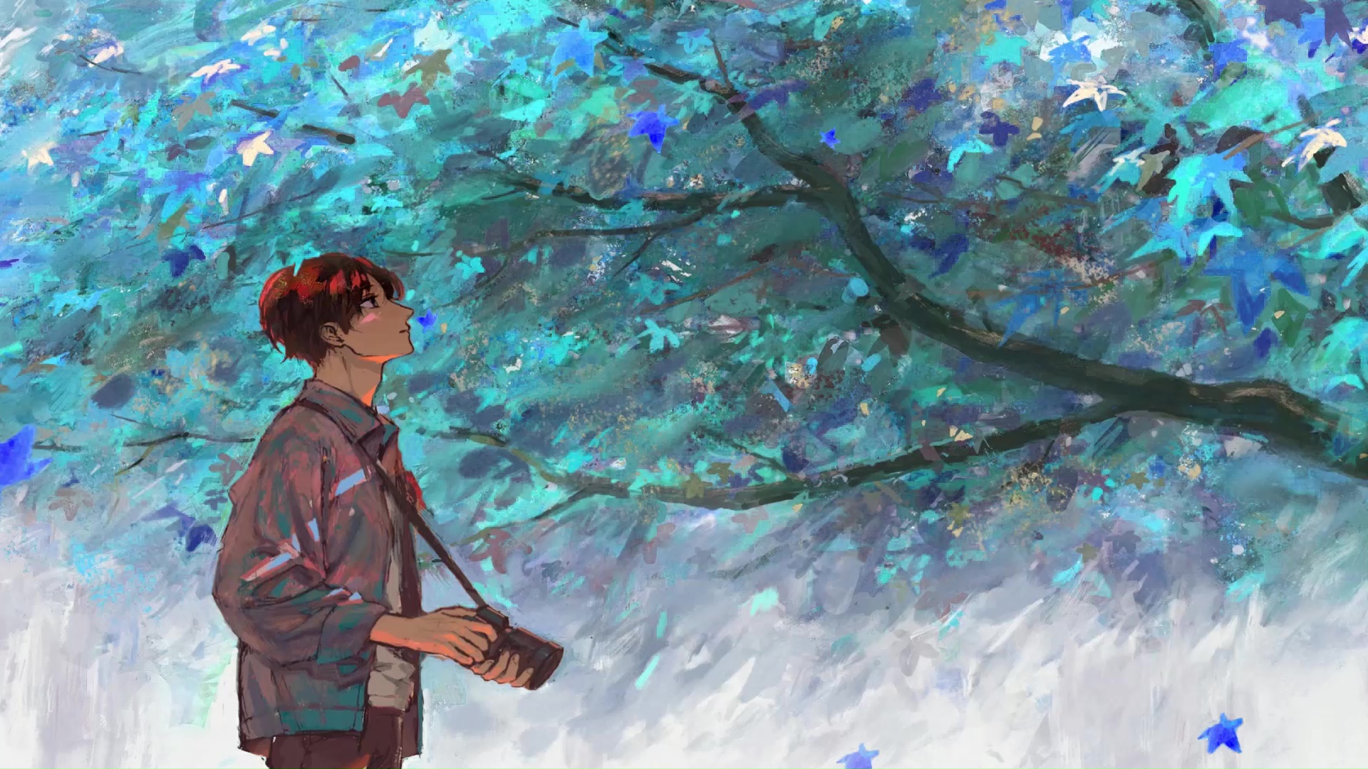 Anime Boy Autumn Tree Live Wallpaper MoeWalls