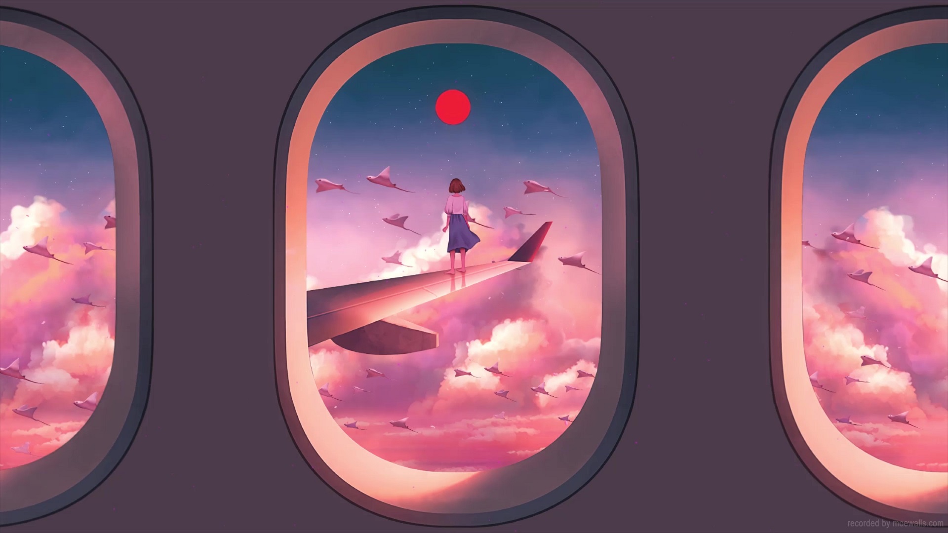 HD wallpaper: planes, beach, anime, anime girls, reflection, seagulls,  cloud - sky | Wallpaper Flare