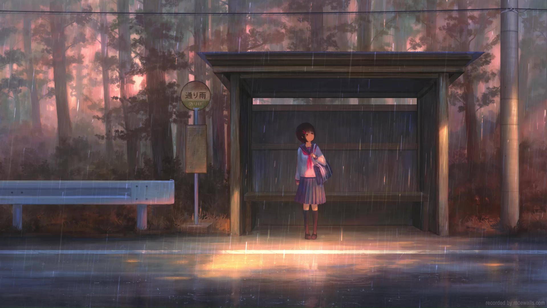 Anime style raining background - YouTube