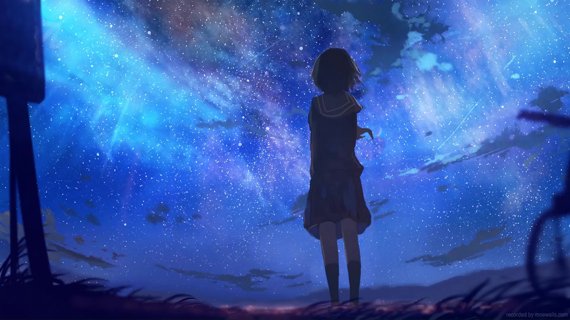 anime girl stars, anime , girl , stars , animated - Free animated