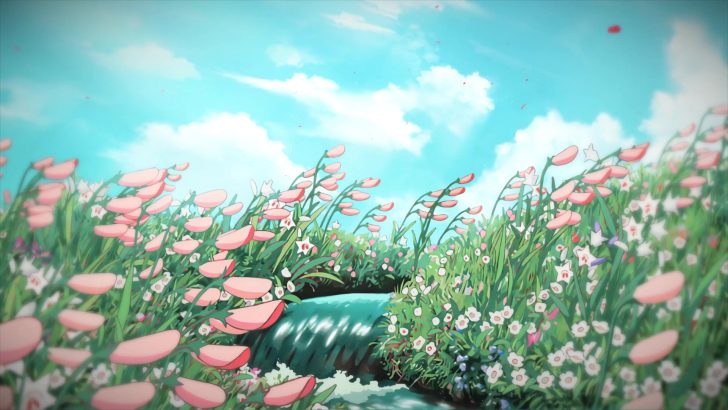 blue hair, digital art, artwork, illustration, anime, flowers, anime girls,  butterfly, nature, clouds | 3000x2115 Wallpaper - wallhaven.cc