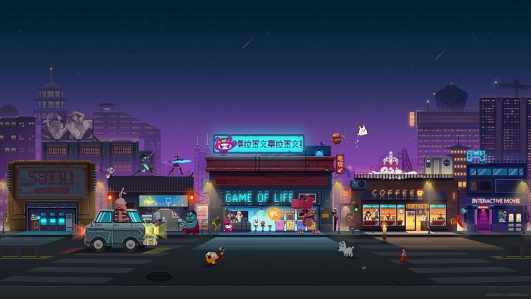 Cyberpunk City Pixel Live Wallpaper - MoeWalls