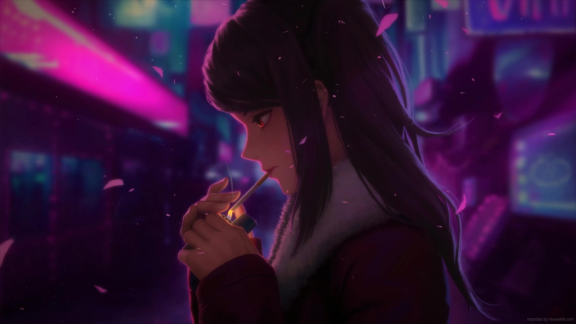 Lonely Anime Girl Smoking Live Wallpaper - MoeWalls