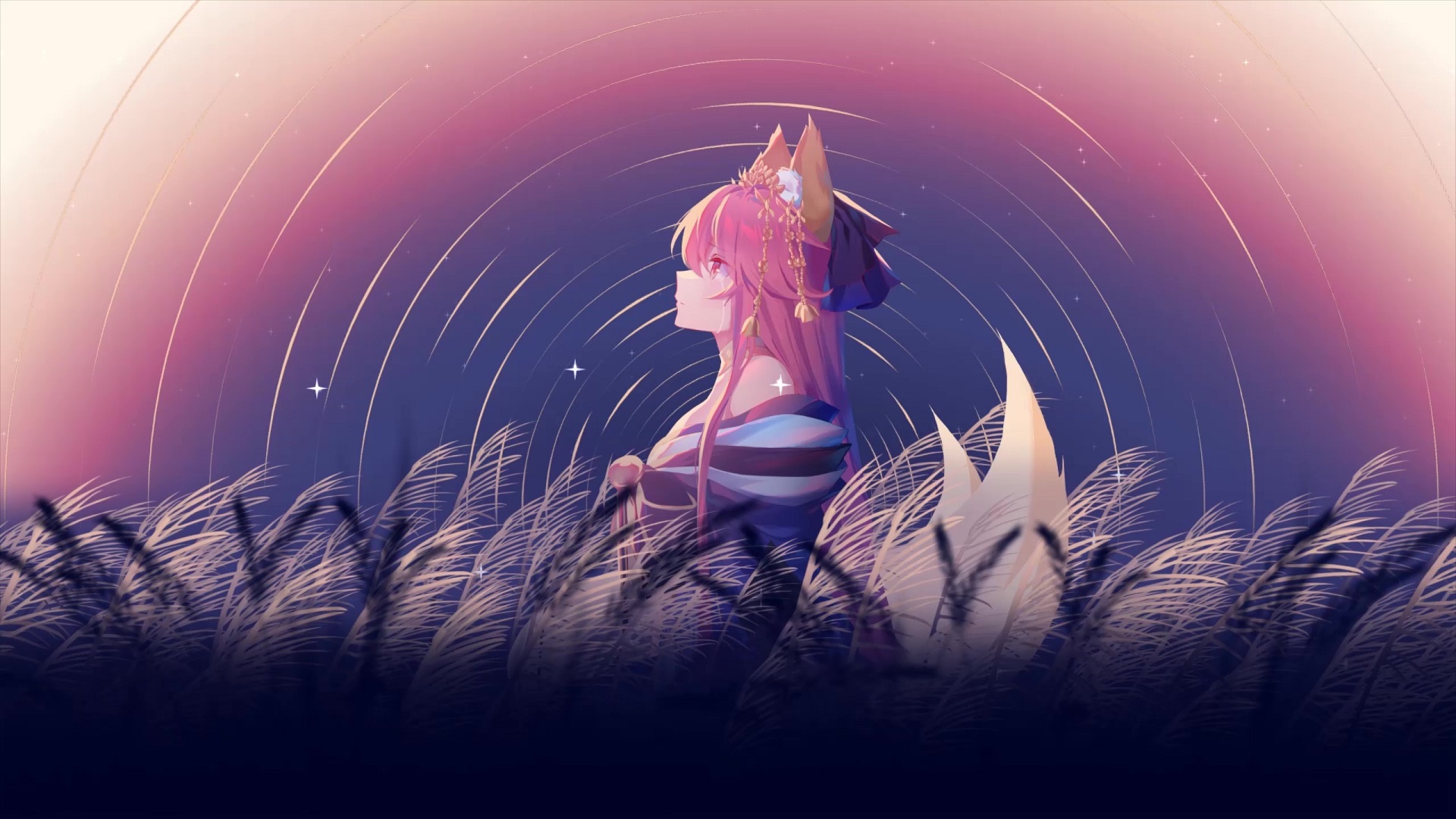 Tamamo No Mae Crying In The Field Fate Grand Order Live Wallpaper