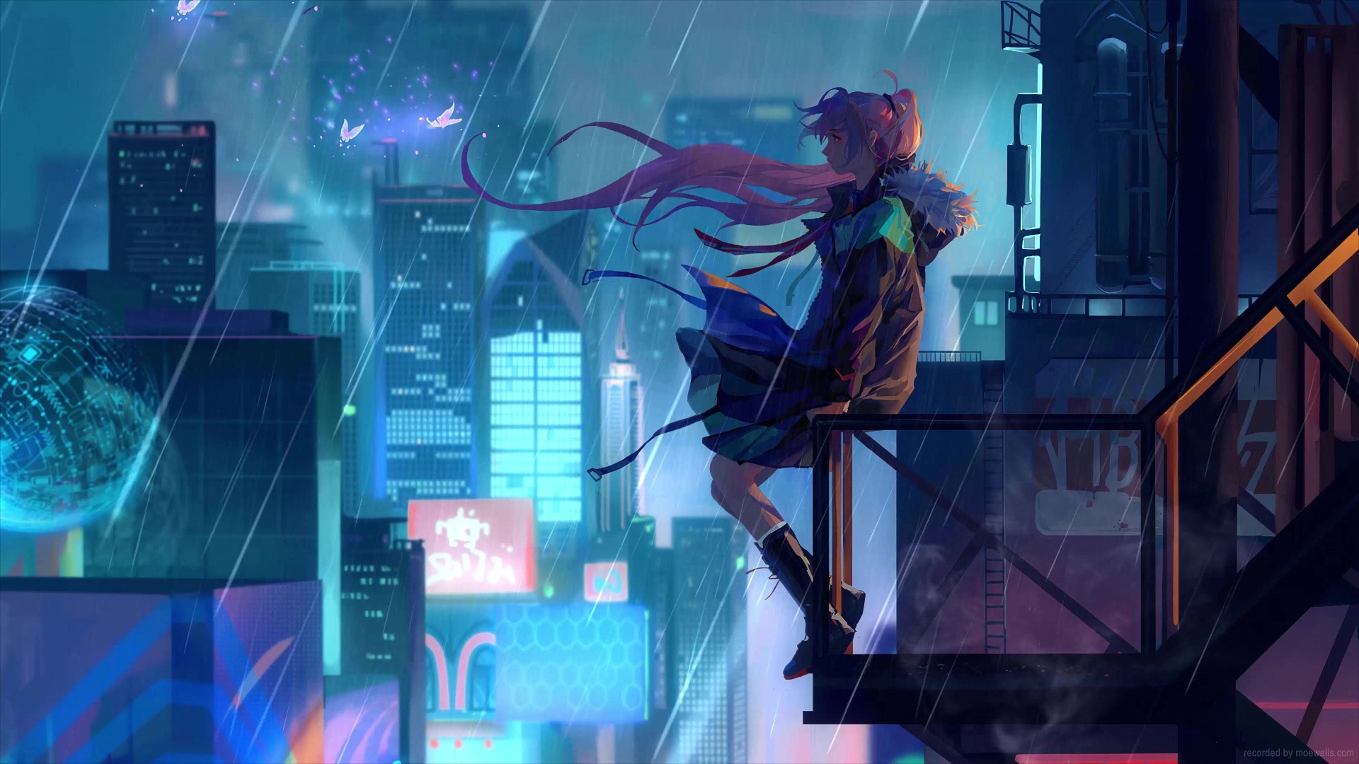 A Rainy Day On The Future City Live Wallpaper - MoeWalls