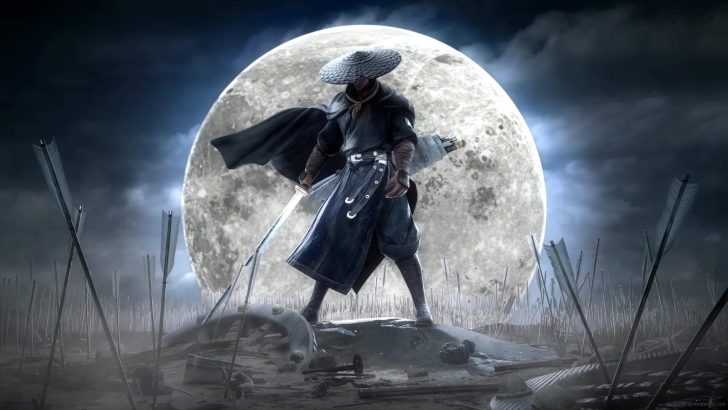 Abstract Samurai Walking Under The Moonlight Live Wallpaper - MoeWalls