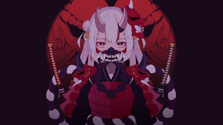 Anime Girls Cyberpunk Samurai Oni Mask Live Wallpaper   MoeWalls