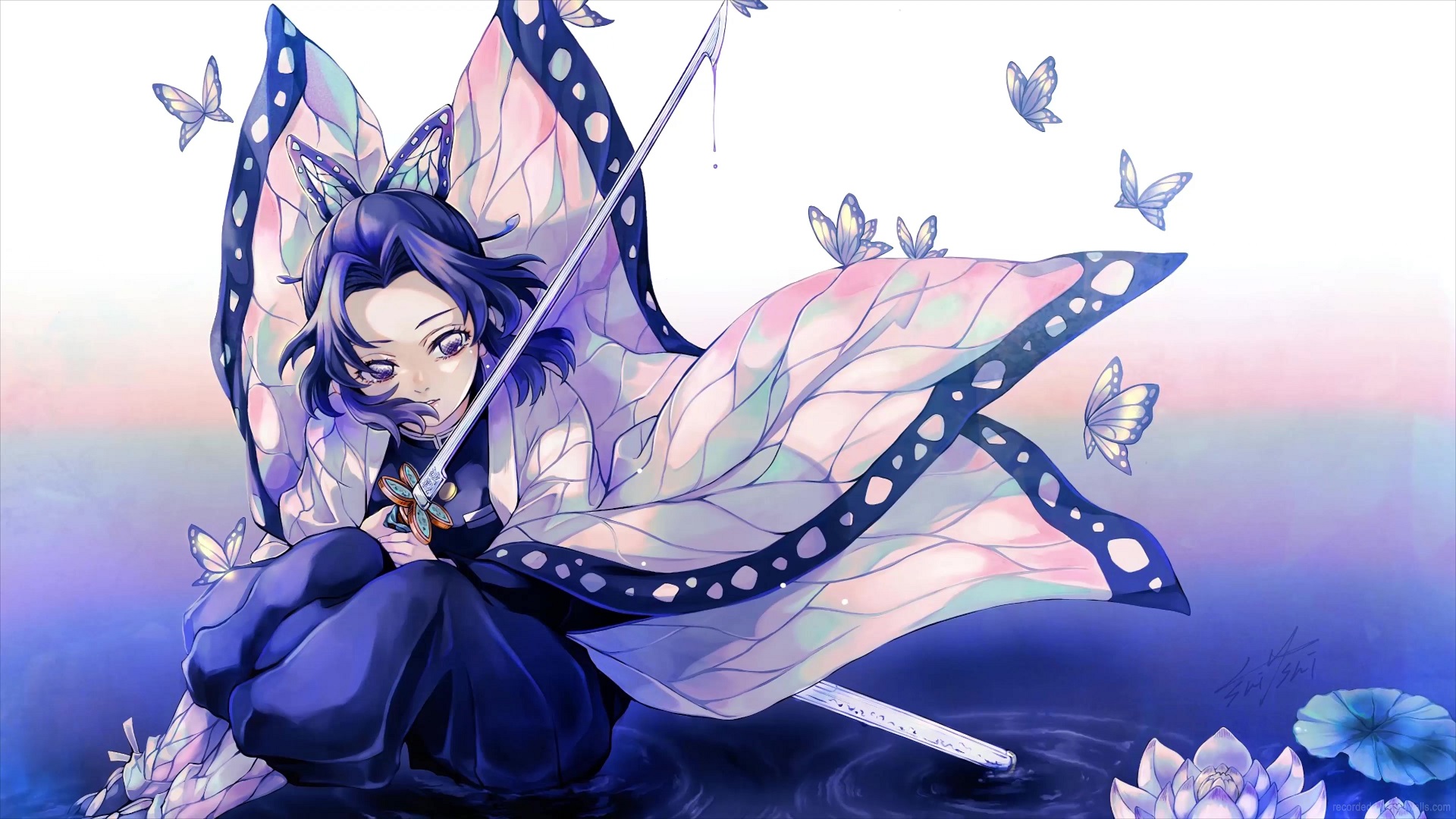 Shinobu Kocho Butterfly Pond Demon Slayer Live Wallpaper - MoeWalls