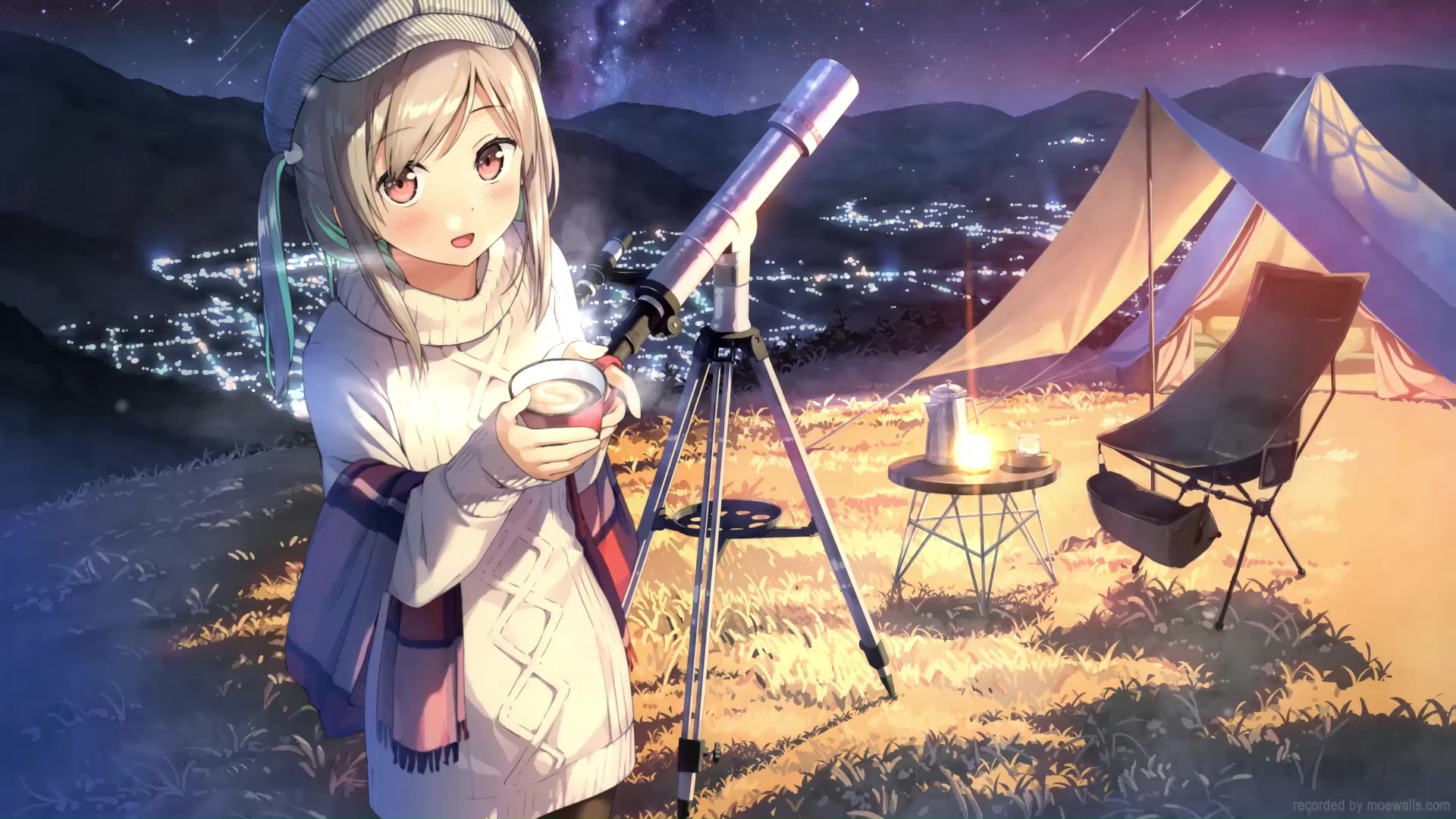 Девушка и телескоп арт