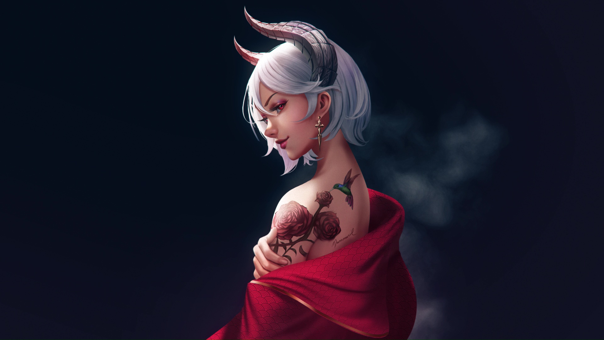 Fantasy Demon Girl Tattoo Live Wallpaper - MoeWalls