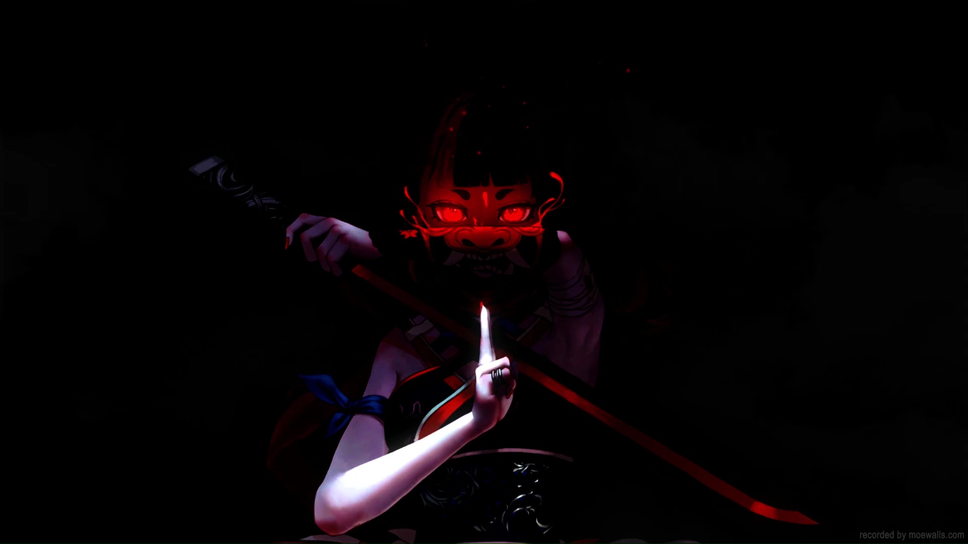 Oni samurai anime girl cyberpunk live wallpaper - moewalls