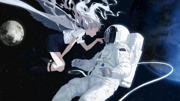 Premium AI Image | Beautiful anime girl floating in space PSD-demhanvico.com.vn