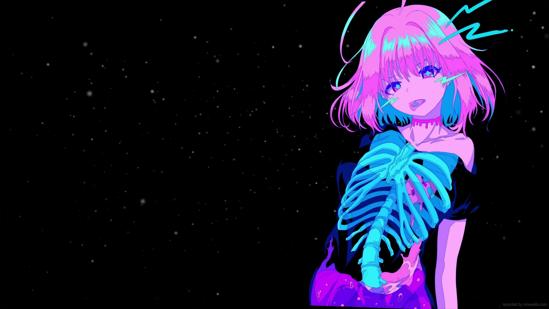 Premium Photo | Anime girl with a skeleton on her chest and a yellow  background generative ai