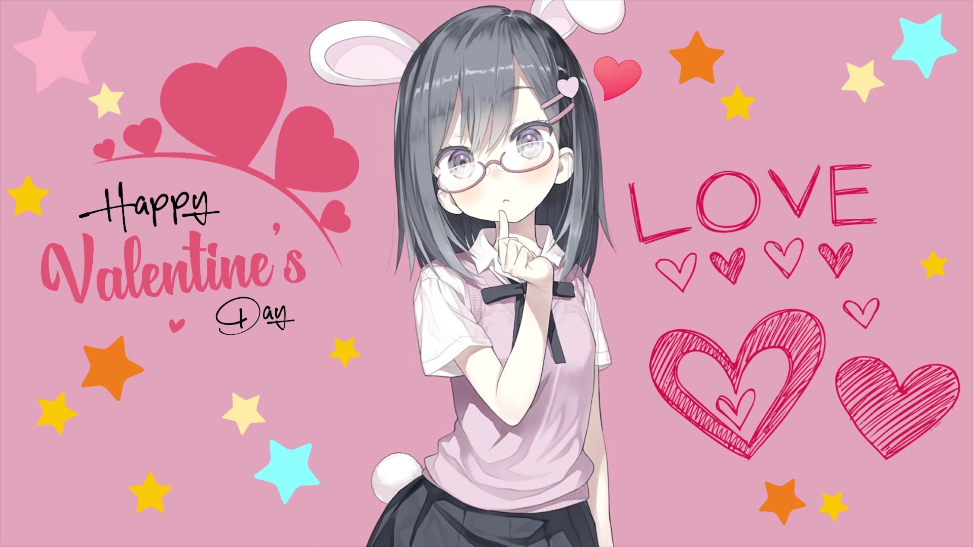 Anime School Girl Happy Valentine Live Wallpaper - MoeWalls