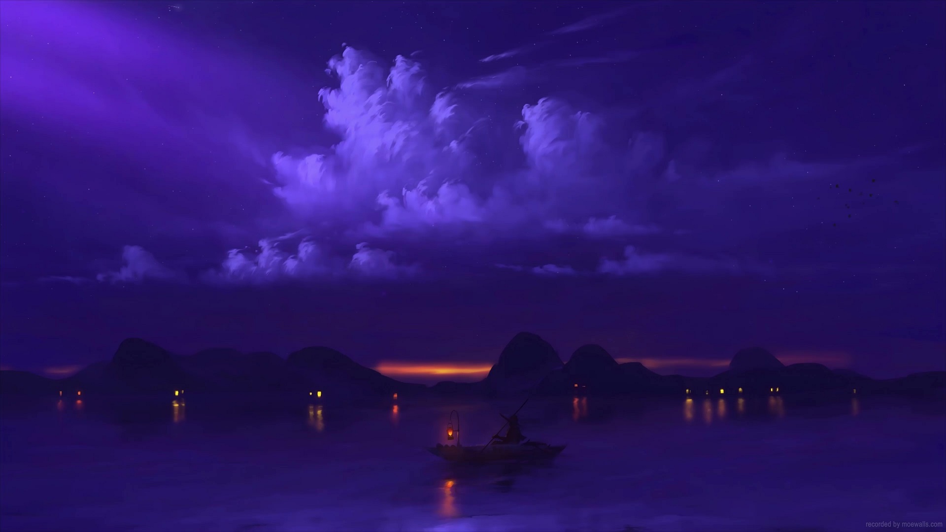 Boat Purple Sky Live Wallpaper - MoeWalls