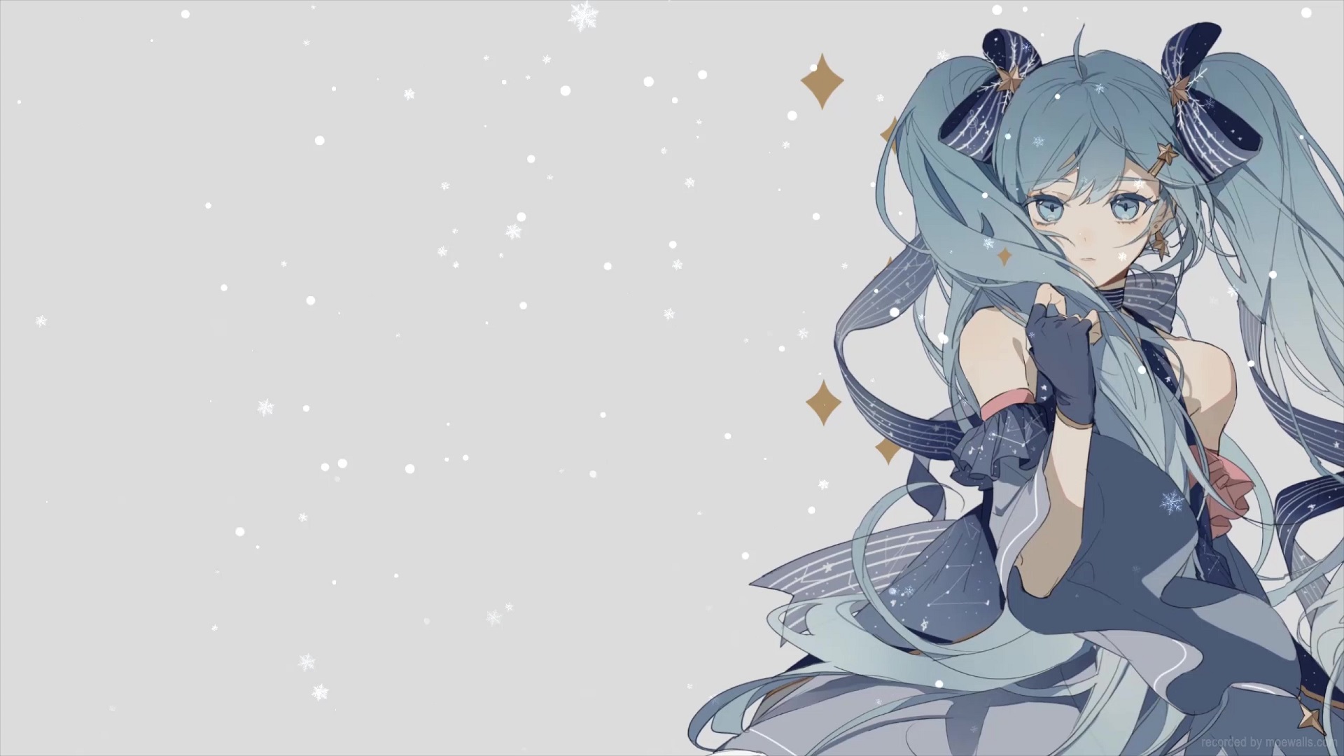 Miku Snowflakes Vocaloid Live Wallpaper - MoeWalls