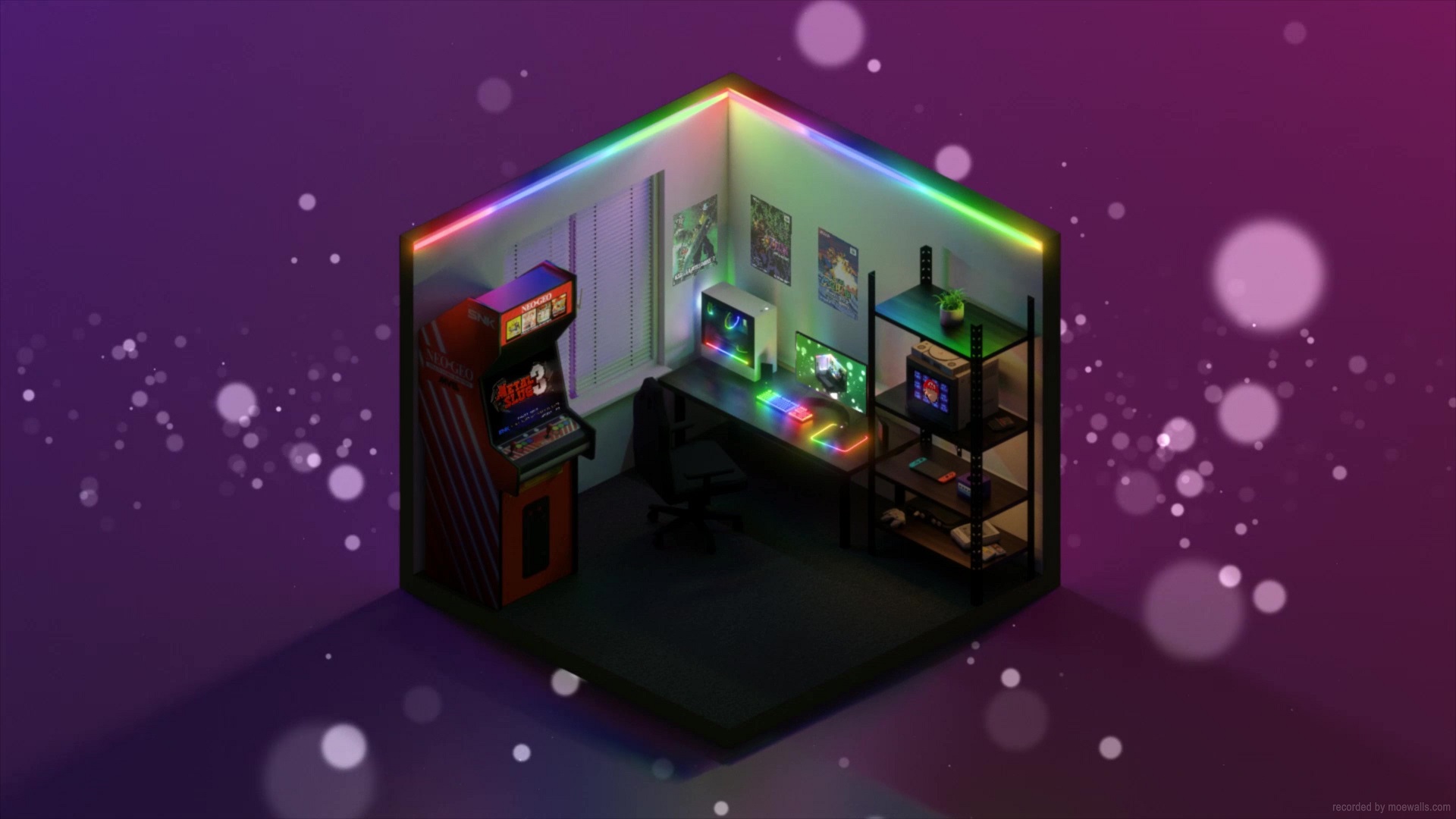 Neon Gaming Room Live Wallpaper - MoeWalls