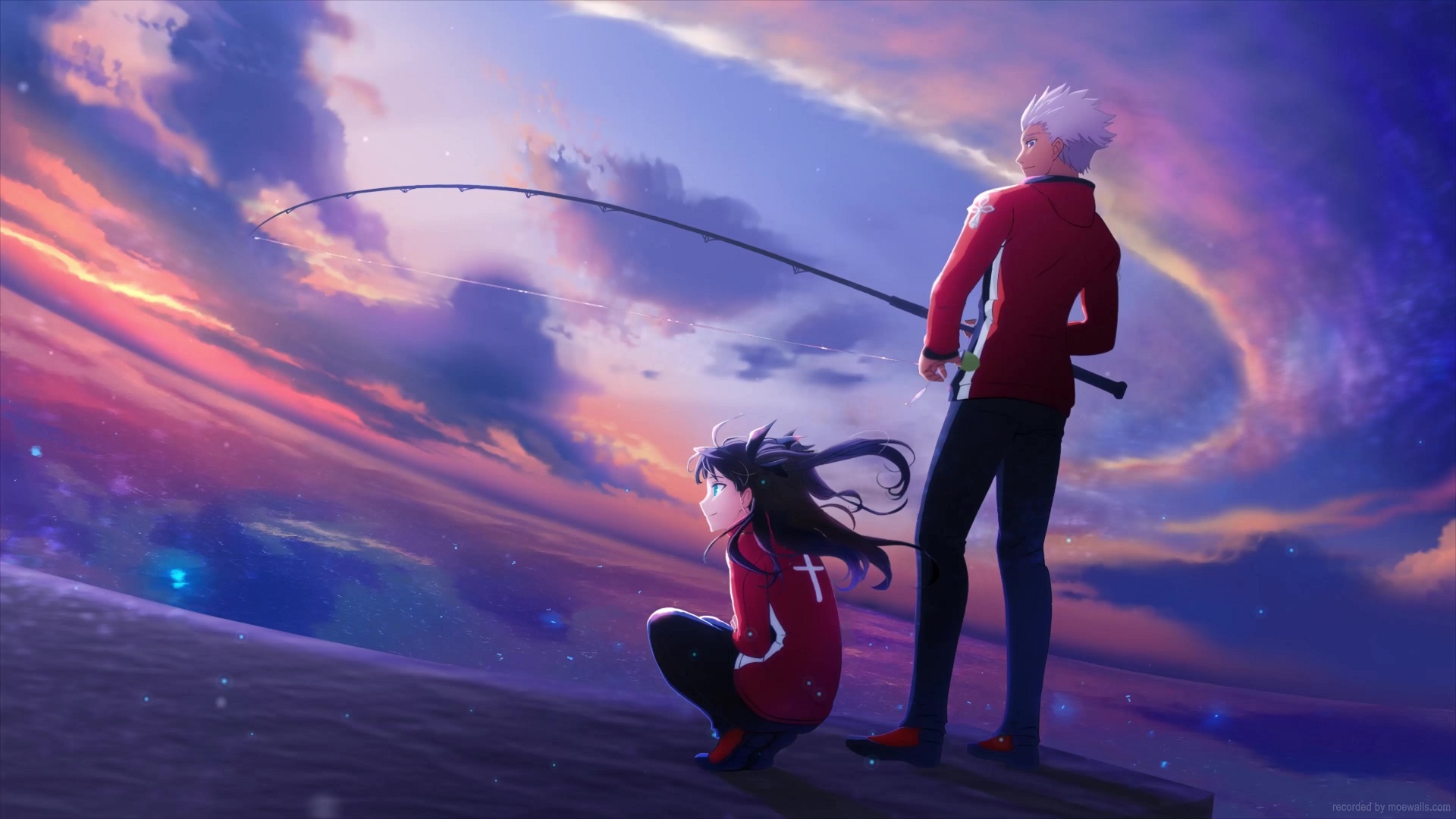 Rin And Archer Fishing Fate Stay Night Live Wallpaper - MoeWalls