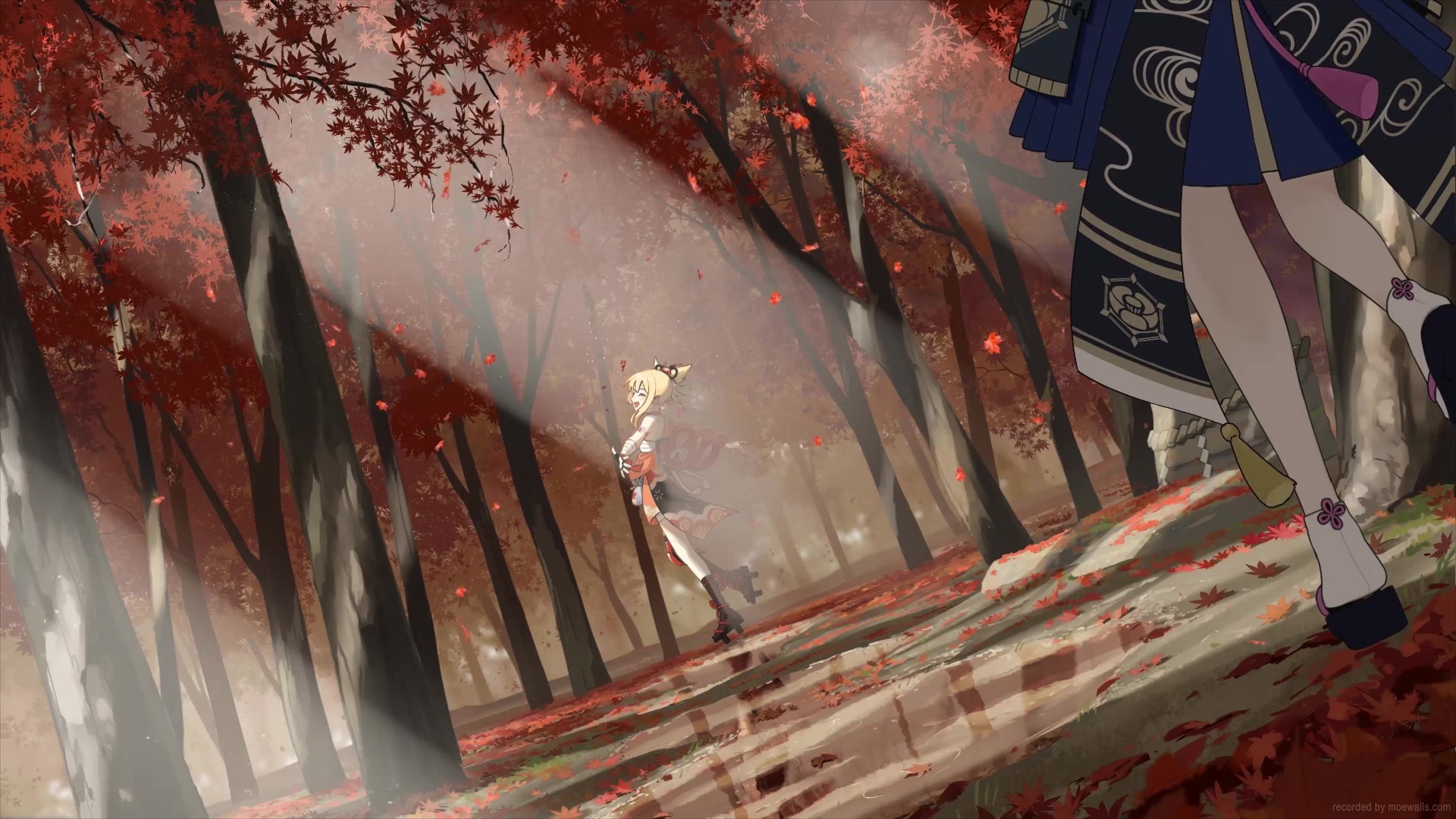 Yoimiya Autumn Forest Genshin Impact Live Wallpaper - MoeWalls