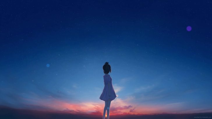 Anime Girl Stargazing Meteor Shower Live Wallpaper - Moewalls