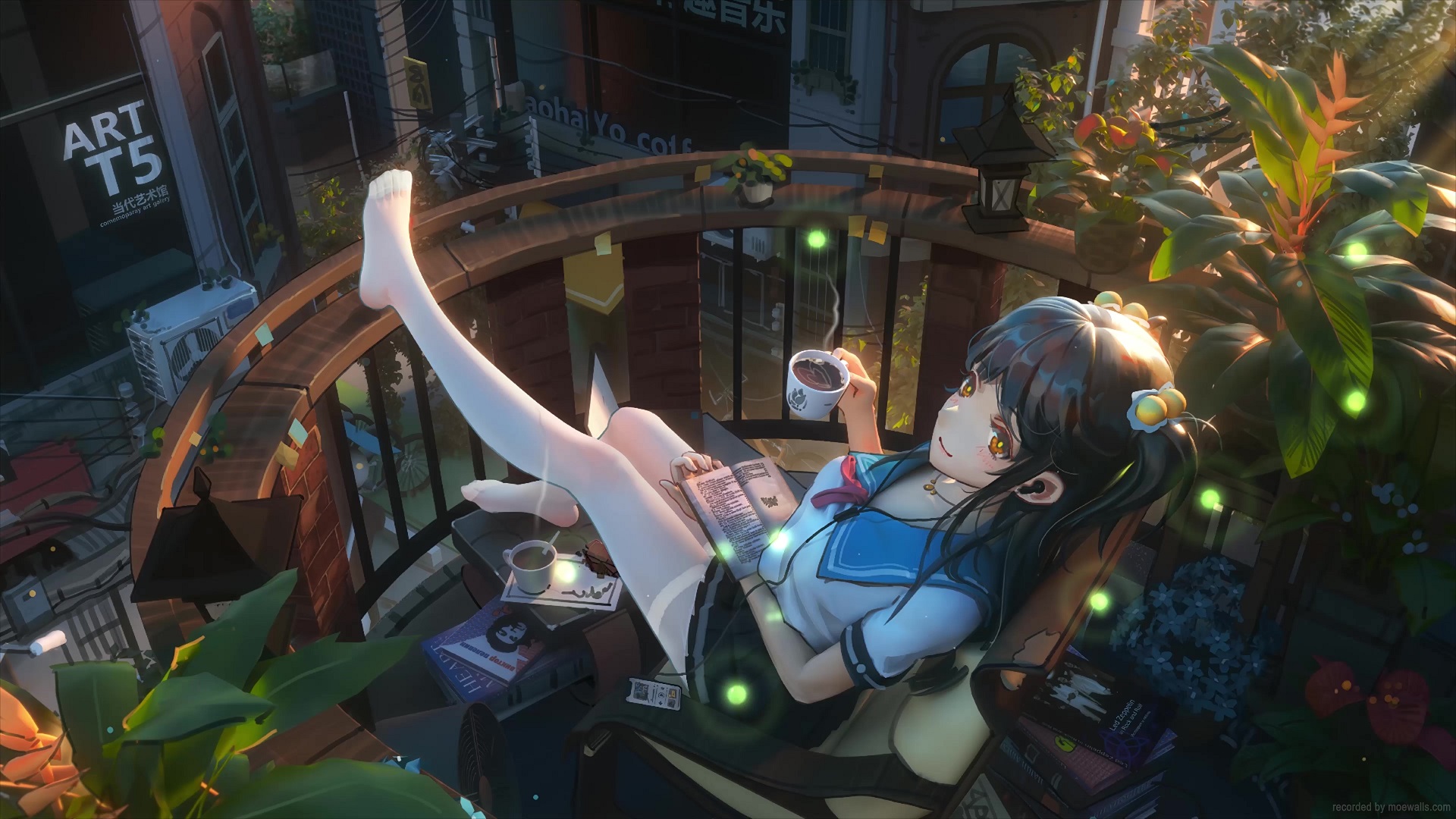 Premium AI Image | Beautiful cute anime girl floating in space listening to  music in her headphones Manga style Relaxing Generative Ai Lofi hip hop  music Study girl chilling Generative Ai